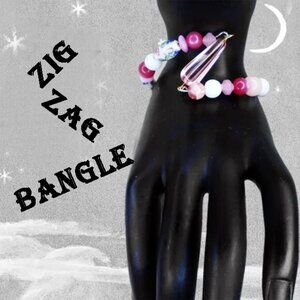 Pink Bangle NEW Design, One of a kind " ZIG-ZAG " Bracelet for Spring